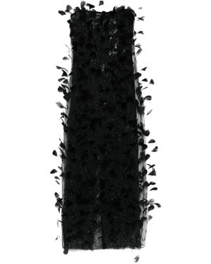 Nissa Feather-Embellished Tulle Maxi Dress - Black