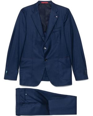 Isaia Checked Suit - Blue