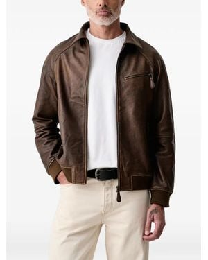 Mos Mosh Mmgthom Lederjacke Mit Reißverschluss - Braun