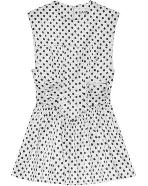 Ganni Polka Dots Mini Dress - White
