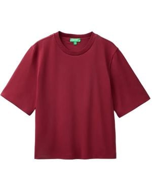 Benetton Ribbed-Trim T-Shirt - Red