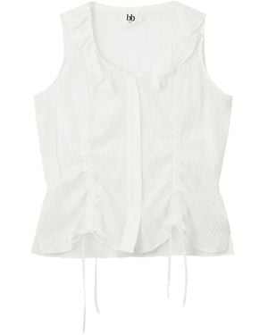 B+ AB Ruffled Drawstring-Waist Top - White