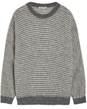 YMC Striped Crew-Neck Jumper - Grey