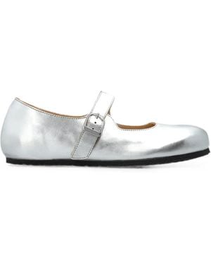 Birkenstock Santa Clarita Buckle-Fastening Ballet Flats - White