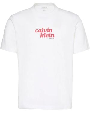 Calvin Klein Logo-Print Crew-Neck T-Shirt - White