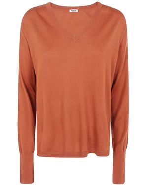 Aspesi V-Neck Wool Jumper - Orange