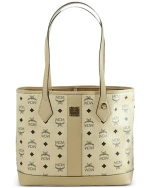 MCM Borsa Tote New Liz Piccola Con Stampa Monogram - Bianco