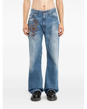 KHOKI Floral-Embroidered Jeans - Blue