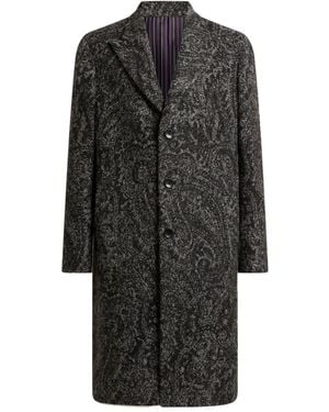 Etro Abrigo En Jacquard Con Botones - Gris