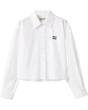 Miu Miu Camisa de algodón y popelina - Blanco