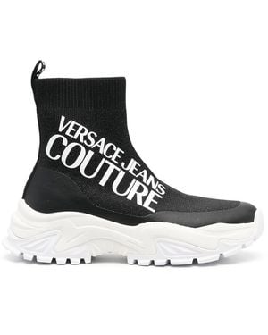 Versace Jeans Couture Logo-Print Sock-Style Trainers - Black