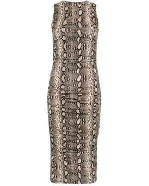 MICHAEL Michael Kors Snakeskin-Print Midi Dress - Natural