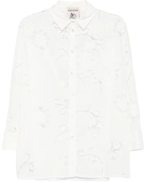 Semicouture Floral-Embroidered Shirt - White