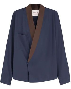 Co.Go Chemise En Soie À Design Cache-Cœur - Bleu