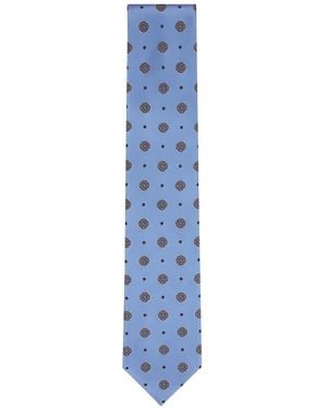 ZEGNA Geometric-Print Silk Tie - Blue