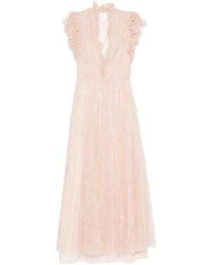 Alberta Ferretti Flower-Lace Maxi Dress - White