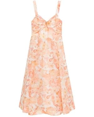 Zimmermann Rebellion Floral Midi Dress - Pink