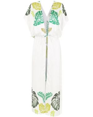 Amir Slama Palm Leaf-Print Beach Dress - Green