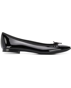 Repetto Bow Detail Patent Ballerina Shoes - Black