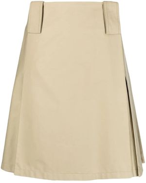 Burberry Pleat-Detail A-Line Midi Skirt - Natural