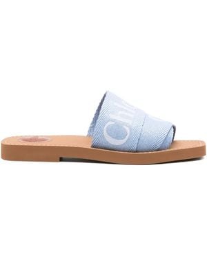 Chloé Logo-Detail Flat Slides - White
