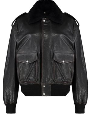 Saint Laurent Lambskin Bomber Jacket - Black