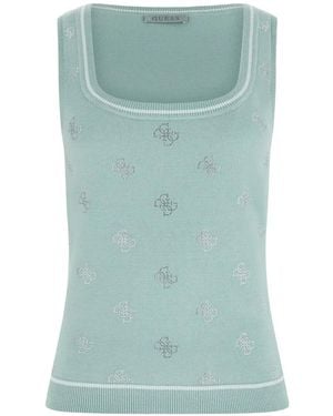 Guess Top Sin Mangas Con Strass - Verde
