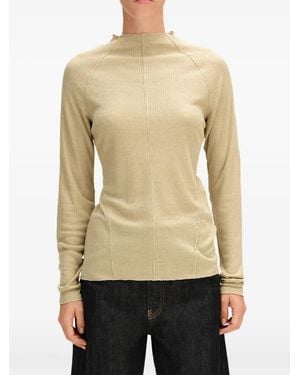 Bimba Y Lola Light-Mint Ribbed Raglan T-Shirt - Natural