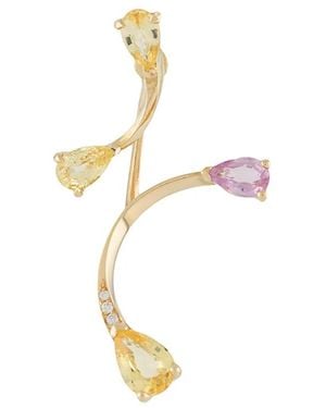 LE STER 18Kt Diamond Sapphire Rose More And Lemon Flare Right Ear Studs - White