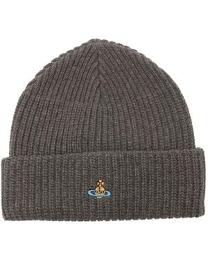 Vivienne Westwood Orb-Embroidered Beanie - Grigio