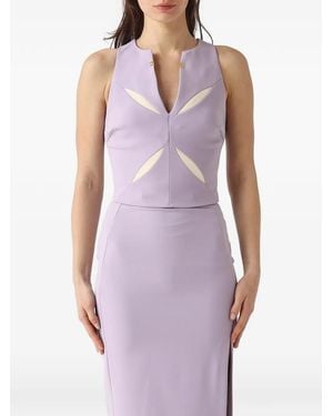Elisabetta Franchi Cut-Out Sleeveless Top - Purple