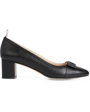 Thom Browne Bow-Detailed Pebbled-Leather Court Shoes - Black