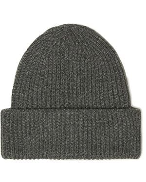Fedeli Ribbed Cashmere Beanie Hat - Grey