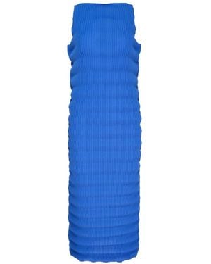 Issey Miyake Spring Pleated Midi Dress - Blue