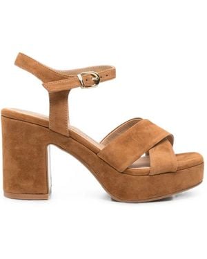 Janet & Janet Crossover-Strap Platform Sandals - Brown