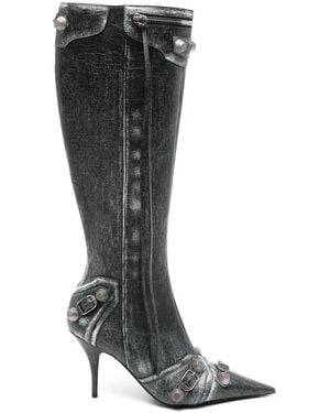 Balenciaga 90Mm Cagole Leather Boots - Black
