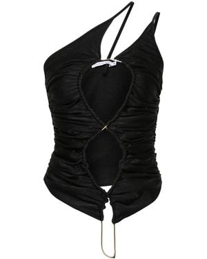 Amen Cut-Out Asymmetric Top - Black