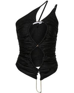 Amen Cut-Out Asymmetric Top - Black