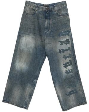 Balenciaga Faded-Effect Wide-Leg Jeans - Grey