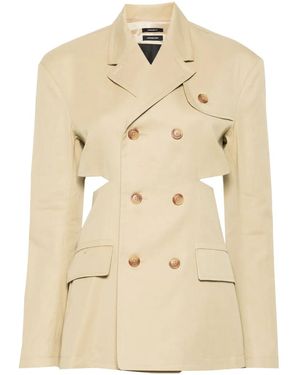 R13 Double-Breasted Open-Back Blazer - Natural