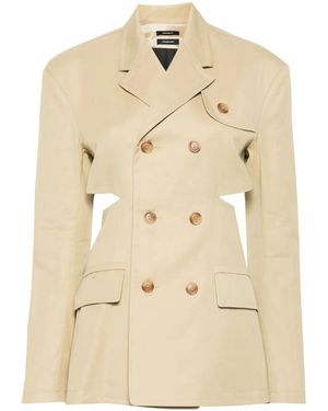 R13 Double-Breasted Open-Back Blazer - Natural