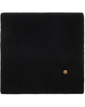 Versace Ribbed-Knit Medusa-Plaque Scarf - Black