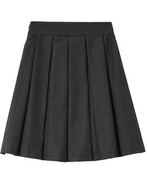 Mini Cream Pleated Layered Skirt - Noir