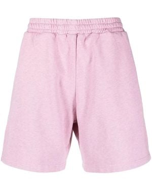 MSGM Logo-Embroidered Cotton Shorts - Pink