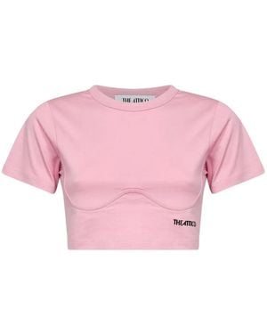 The Attico Logo-Embroidered T-Shirt - Pink