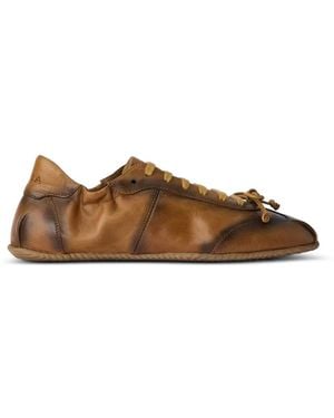 Abra Lace-Up Leather Sneakers - Brown