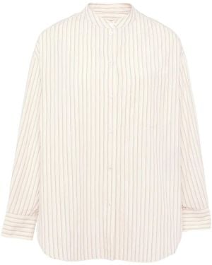 Yves Salomon Long-Sleeve Striped Shirt - White