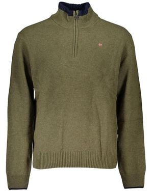 Napapijri Pull En Coton À Col Zippé - Green