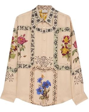 Pierre Louis Mascia Floral-Panel Shirt - Natural