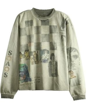 SAITOS Public Image Distressed Long-Sleeve T-Shirt - Green